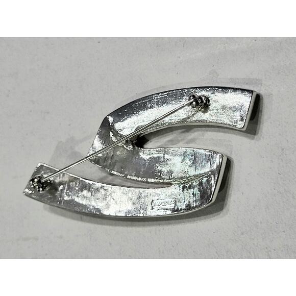 NWOT Estate Signed Napier Ribbon "Z" Rhinestone Brooch Bright Shiny - Picture 5 of 9